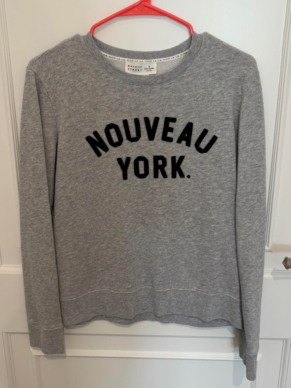 kate spade Gray Crewneck Sweatshirt with Black 'NOUVEAU YORK' Lettering